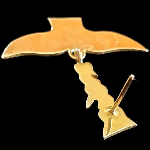 Vintage 9k Yellow Gold Over Silver Dangle Stud Whale Fin Post Sterling Earrings - Picture 5 of 10